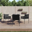 Afuera Living Contemporary Synthetic Poly Rattan Garden Dining Set in Black