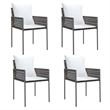 Afuera Living Contemporary Synthetic Poly Rattan Garden Dining Set in Brown