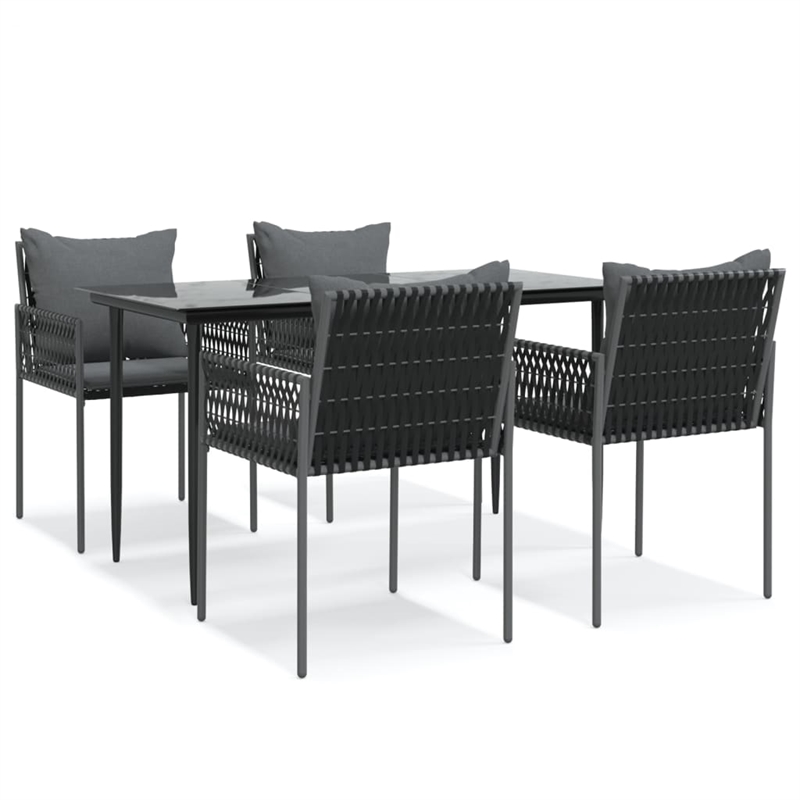 Afuera Living Contemporary Synthetic Poly Rattan Garden Dining Set in Black