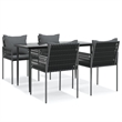 Afuera Living Contemporary Synthetic Poly Rattan Garden Dining Set in Black