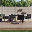 Afuera Living Contemporary Synthetic Poly Rattan Garden Dining Set in Black