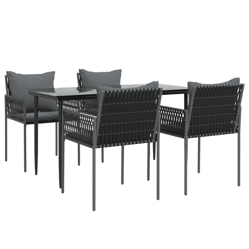 Afuera Living Contemporary Synthetic Poly Rattan Garden Dining Set in Black