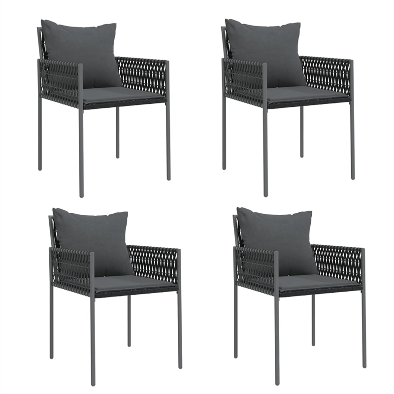 Afuera Living Contemporary Synthetic Poly Rattan Garden Dining Set in Black