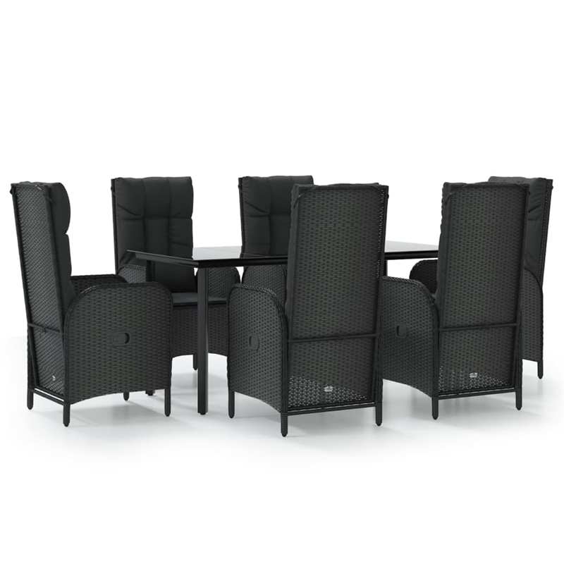 Afuera Living Contemporary Synthetic Poly Rattan Garden Dining Set in Black