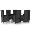 Afuera Living Contemporary Synthetic Poly Rattan Garden Dining Set in Black