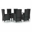 Afuera Living Contemporary Synthetic Poly Rattan Garden Dining Set in Black