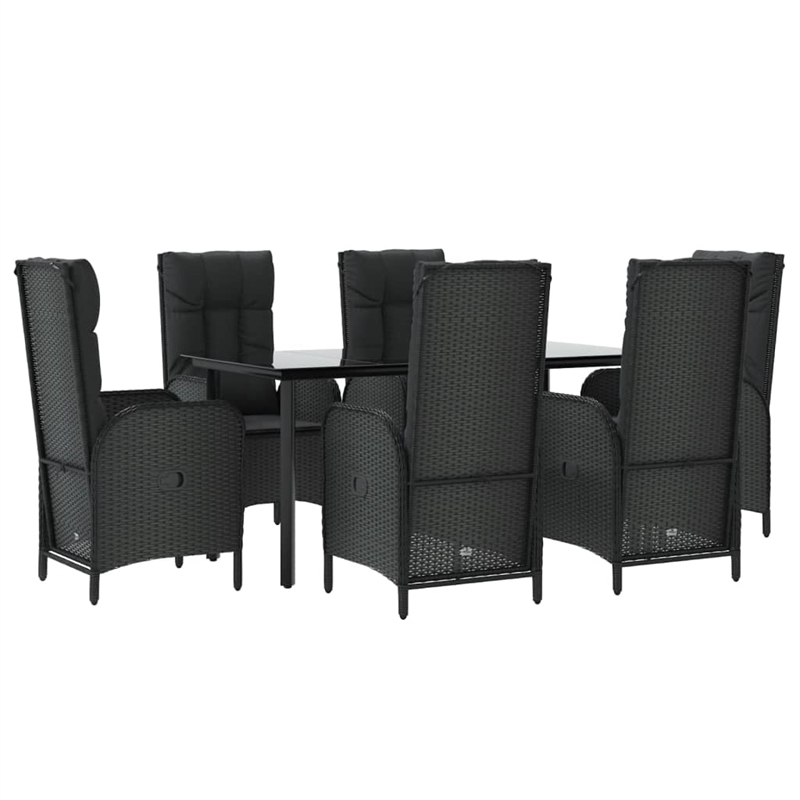 Afuera Living Contemporary Synthetic Poly Rattan Garden Dining Set in Black