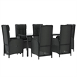 Afuera Living Contemporary Synthetic Poly Rattan Garden Dining Set in Black