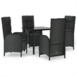 Afuera Living Contemporary Synthetic Poly Rattan Garden Dining Set in Black