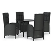 Afuera Living Contemporary Synthetic Poly Rattan Garden Dining Set in Black