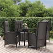 Afuera Living Contemporary Synthetic Poly Rattan Garden Dining Set in Black