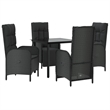 Afuera Living Contemporary Synthetic Poly Rattan Garden Dining Set in Black