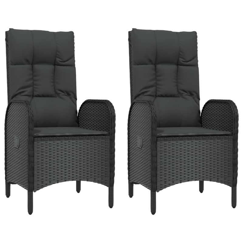 Afuera Living Contemporary Synthetic Poly Rattan Garden Dining Set in Black