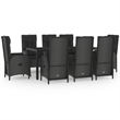 Afuera Living Contemporary Synthetic Poly Rattan Garden Dining Set in Black
