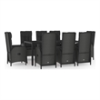 Afuera Living Contemporary Synthetic Poly Rattan Garden Dining Set in Black