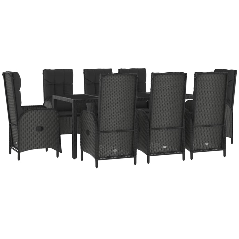 Afuera Living Contemporary Synthetic Poly Rattan Garden Dining Set in Black