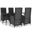 Afuera Living Contemporary Synthetic Poly Rattan Garden Dining Set in Black