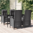Afuera Living Contemporary Synthetic Poly Rattan Garden Dining Set in Black