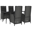Afuera Living Contemporary Synthetic Poly Rattan Garden Dining Set in Black