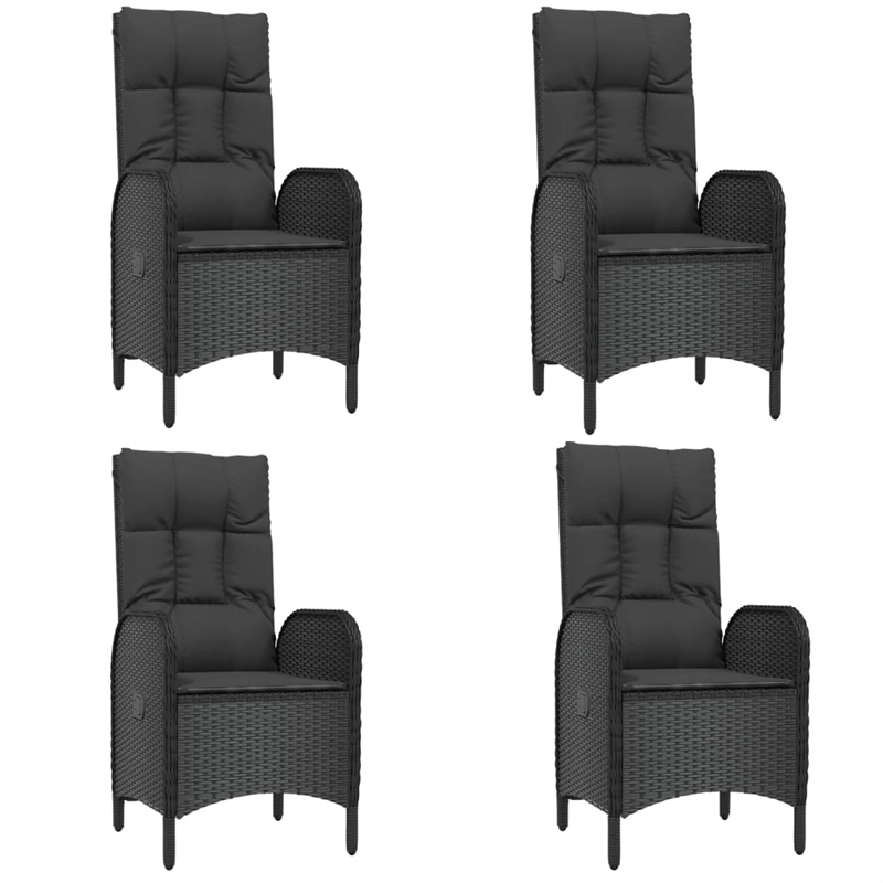 Afuera Living Contemporary Synthetic Poly Rattan Garden Dining Set in Black