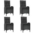 Afuera Living Contemporary Synthetic Poly Rattan Garden Dining Set in Black