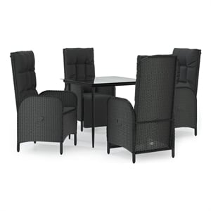 Afuera Living Contemporary Synthetic Poly Rattan Garden Dining Set in Black