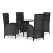 Afuera Living Contemporary Synthetic Poly Rattan Garden Dining Set in Black