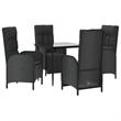 Afuera Living Contemporary Synthetic Poly Rattan Garden Dining Set in Black