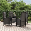 Afuera Living Contemporary Synthetic Poly Rattan Garden Dining Set in Black