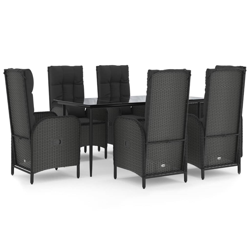 Afuera Living Contemporary Synthetic Poly Rattan Garden Dining Set in Black