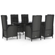 Afuera Living Contemporary Synthetic Poly Rattan Garden Dining Set in Black
