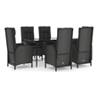 Afuera Living Contemporary Synthetic Poly Rattan Garden Dining Set in Black