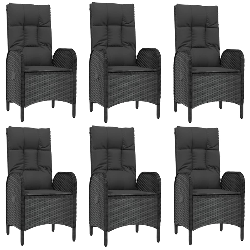 Afuera Living Contemporary Synthetic Poly Rattan Garden Dining Set in Black