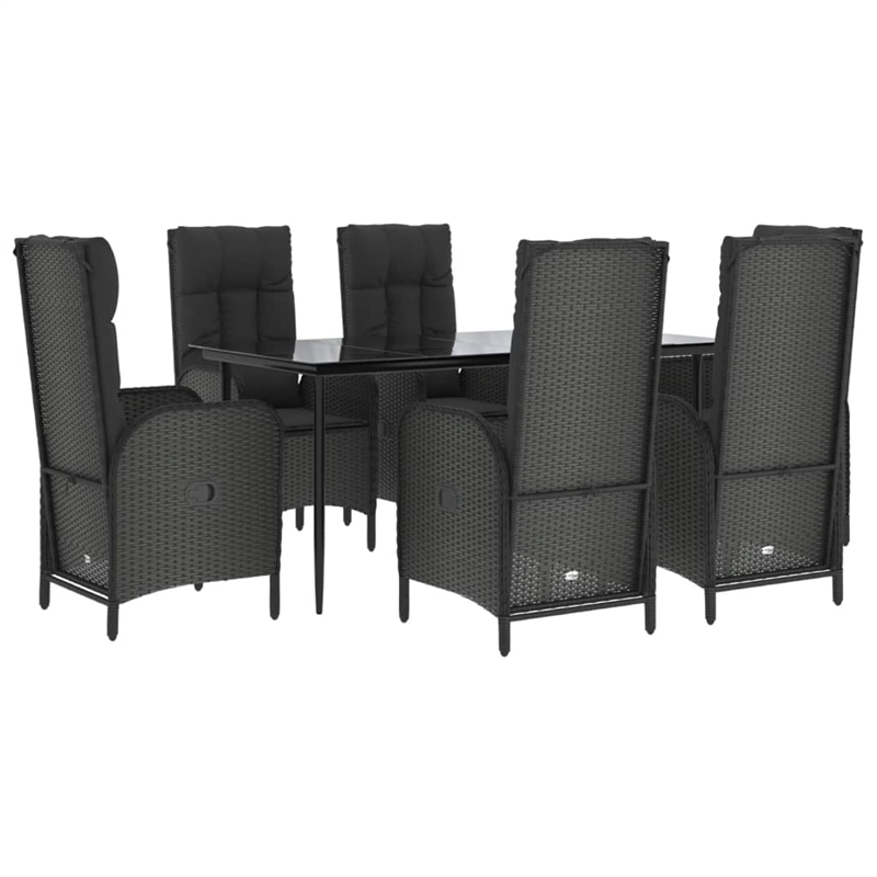 Afuera Living Contemporary Synthetic Poly Rattan Garden Dining Set in Black