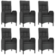 Afuera Living Contemporary Synthetic Poly Rattan Garden Dining Set in Black