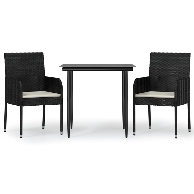 Afuera Living Contemporary Synthetic Poly Rattan Garden Dining Set in Black
