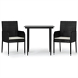 Afuera Living Contemporary Synthetic Poly Rattan Garden Dining Set in Black