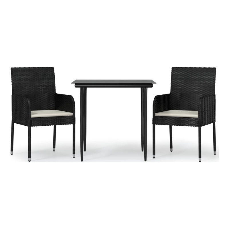 Afuera Living Contemporary Synthetic Poly Rattan Garden Dining Set in Black