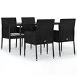 Afuera Living Contemporary Synthetic Poly Rattan Garden Dining Set in Black