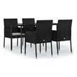 Afuera Living Contemporary Synthetic Poly Rattan Garden Dining Set in Black