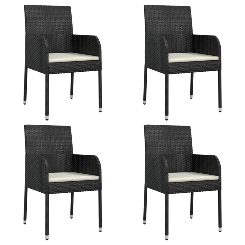 Afuera Living Contemporary Synthetic Poly Rattan Garden Dining Set in Black