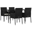 Afuera Living Contemporary Synthetic Poly Rattan Garden Dining Set in Black