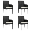 Afuera Living Contemporary Synthetic Poly Rattan Garden Dining Set in Black