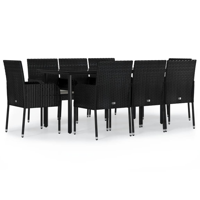 Afuera Living Contemporary Synthetic Poly Rattan Garden Dining Set in Black