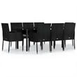 Afuera Living Contemporary Synthetic Poly Rattan Garden Dining Set in Black