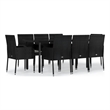 Afuera Living Contemporary Synthetic Poly Rattan Garden Dining Set in Black