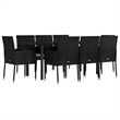 Afuera Living Contemporary Synthetic Poly Rattan Garden Dining Set in Black