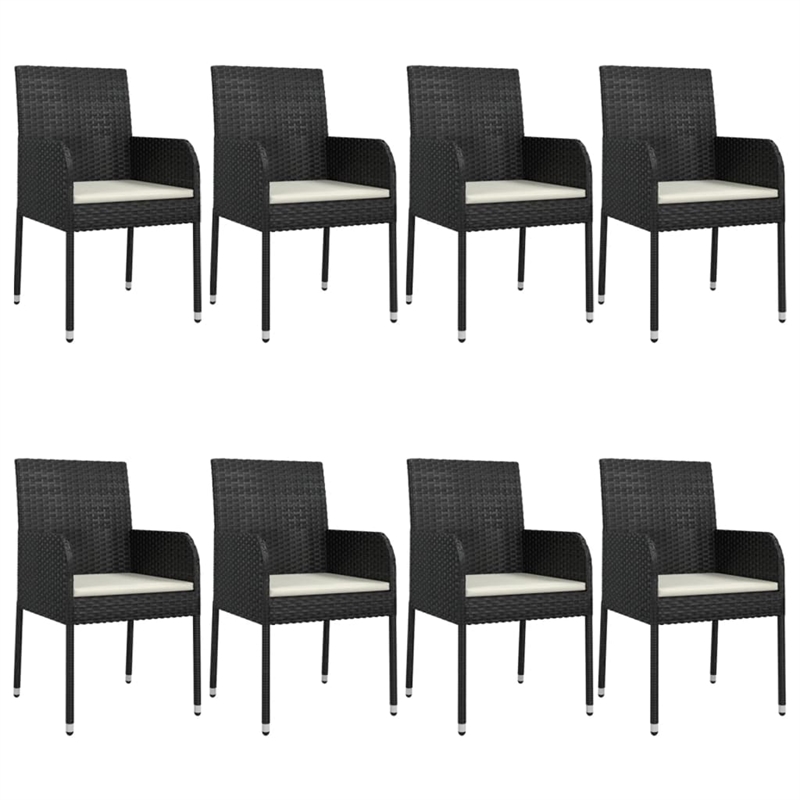 Afuera Living Contemporary Synthetic Poly Rattan Garden Dining Set in Black