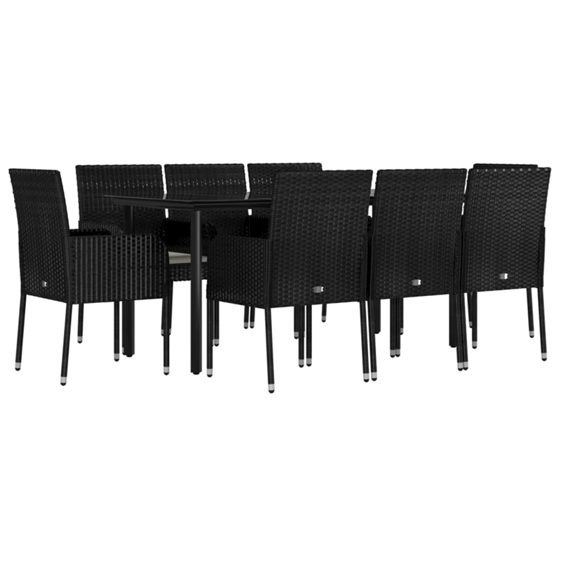 Afuera Living Contemporary Synthetic Poly Rattan Garden Dining Set in Black