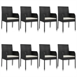 Afuera Living Contemporary Synthetic Poly Rattan Garden Dining Set in Black